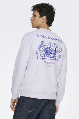 sweater met backprint lichtgrijs