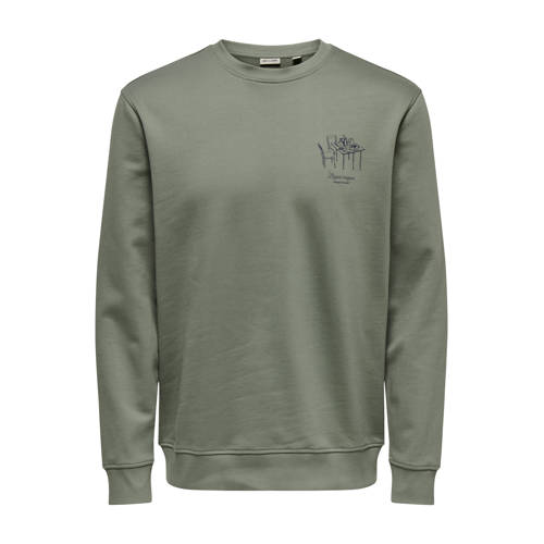 ONLY & SONS sweater met backprint groen afbeelding
