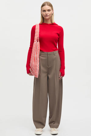 high waist broek lichtbruin