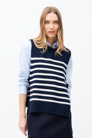 gestreepte spencer met wol marineblauw