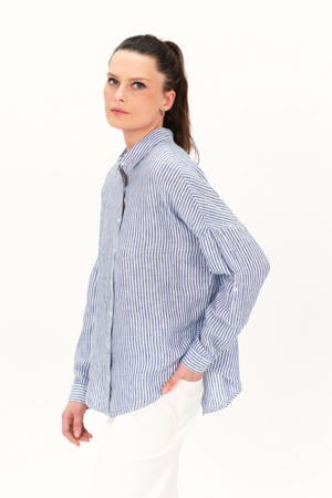 gestreepte blouse lichtblauw