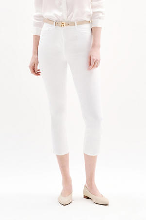slim regular waist cropped broek wit