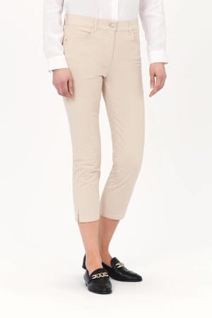 slim regular waist cropped broek beige