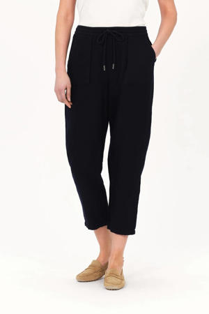 relaxed regular waist casual broek met linnen marineblauw