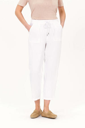 relaxed regular waist casual broek met linnen wit
