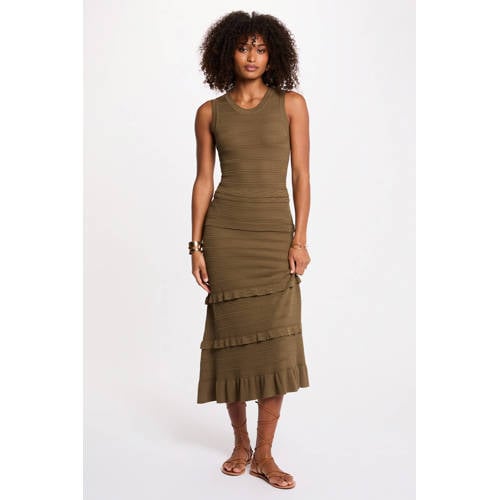Morgan midi jurk kaki afbeelding