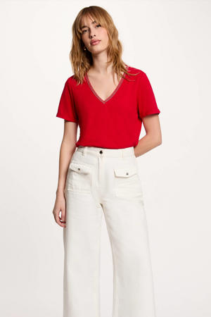 top met linnen rood