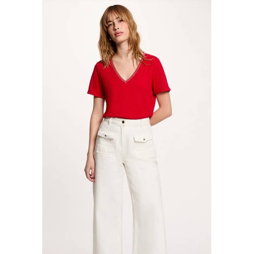 Morgan top met linnen rood afbeelding
