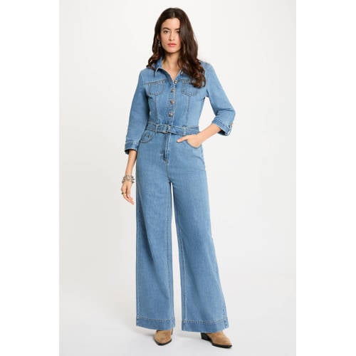Morgan jumpsuit medium blue denim afbeelding