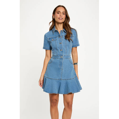 Morgan denim A-lijn jurk medium blue denim afbeelding