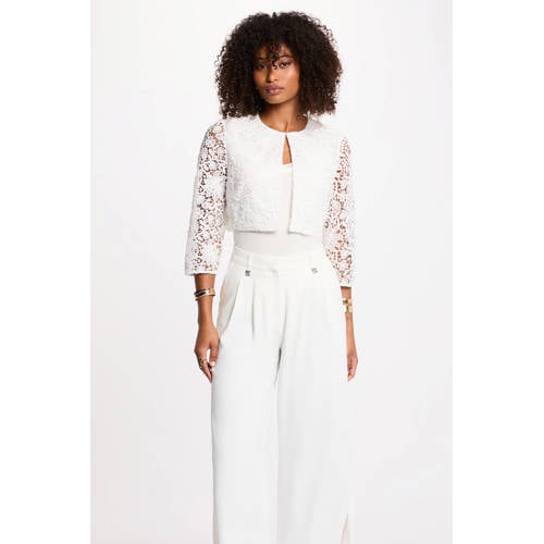 Morgan gebloemde cropped blazer wit afbeelding