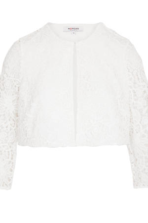 gebloemde cropped blazer wit