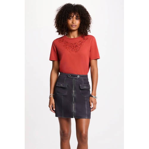 Morgan T-shirt donker oranje met glitter afbeelding