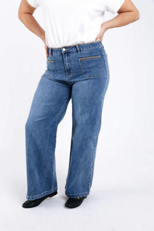 wide leg jeans medium blue denim