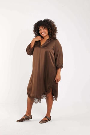 midi jurk bruin
