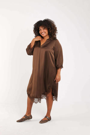 midi jurk bruin