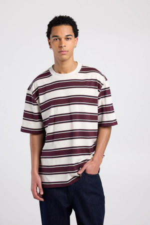 relaxed gestreepte T-shirt donkerrood