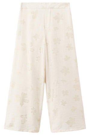 gebloemde casual broek ecru