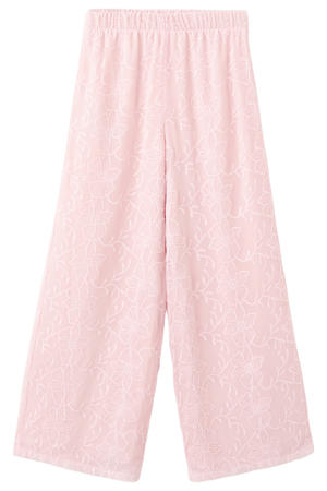 gebloemde casual broek lichtroze