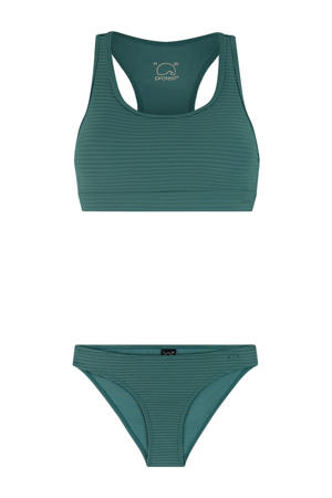 voorgevormde crop bikini set PRTEAGER 25 met ribstructuur groen