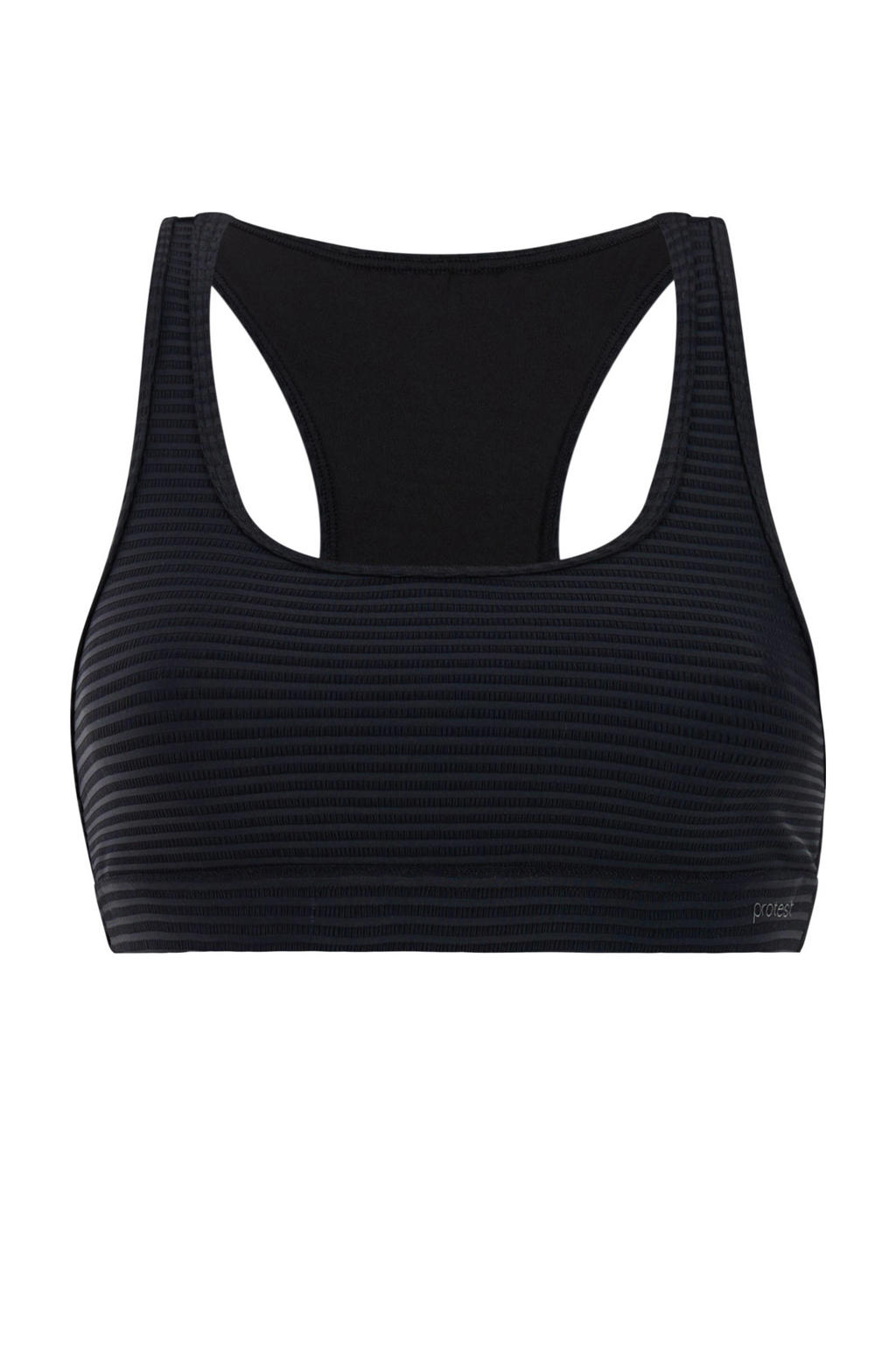 Protest voorgevormde crop bikinitop MIXEAGERT SURF met ribstructuur zwart