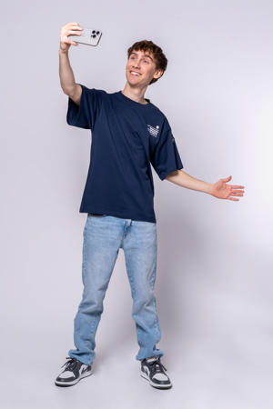 T-shirt met backprint donkerblauw