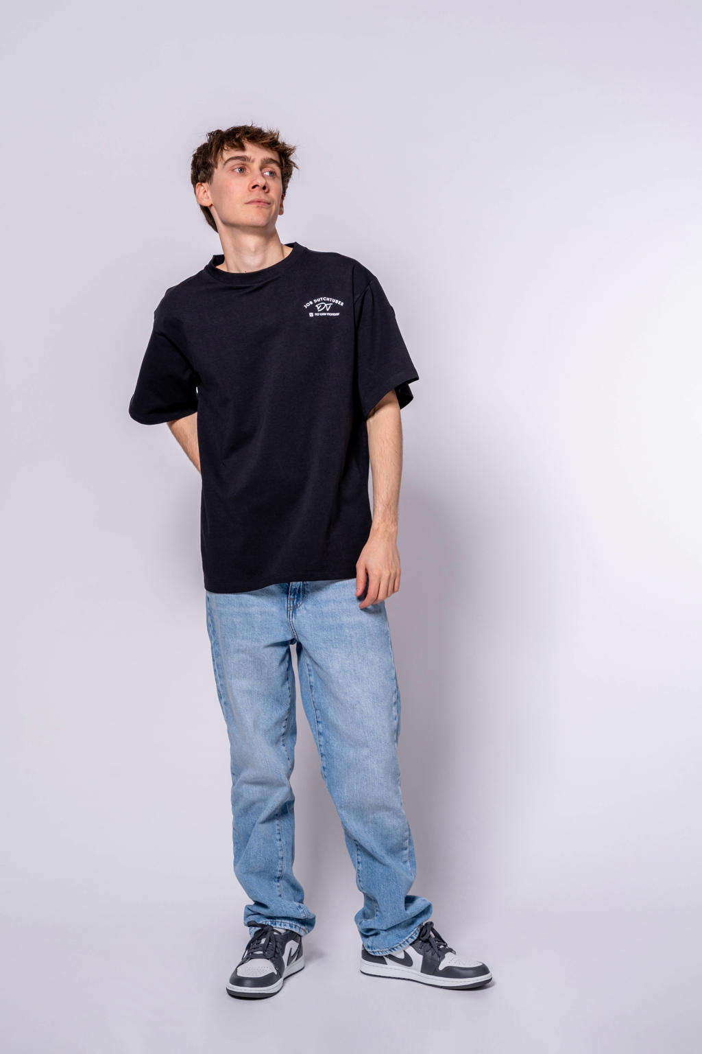 No Way Monday X Job Dutchtuber T-shirt + korte broek met backprint zwart