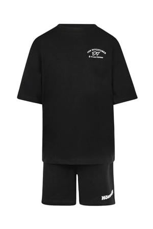 T-shirt + korte broek met backprint zwart