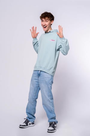 hoodie met backprint lichtblauw