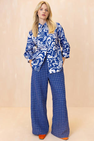 blouse met paisley print donkerblauw
