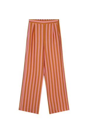 wide leg high waist gestreepte broek roze