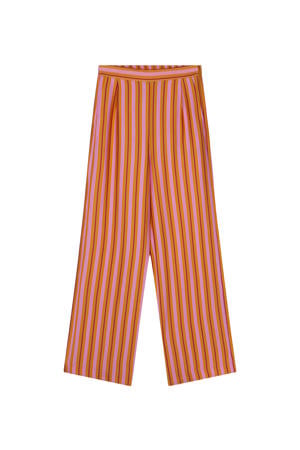 wide leg high waist gestreepte broek roze