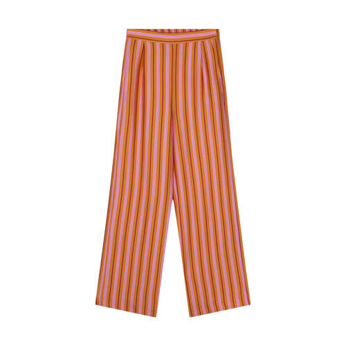Oilily wide leg high waist gestreepte broek roze afbeelding