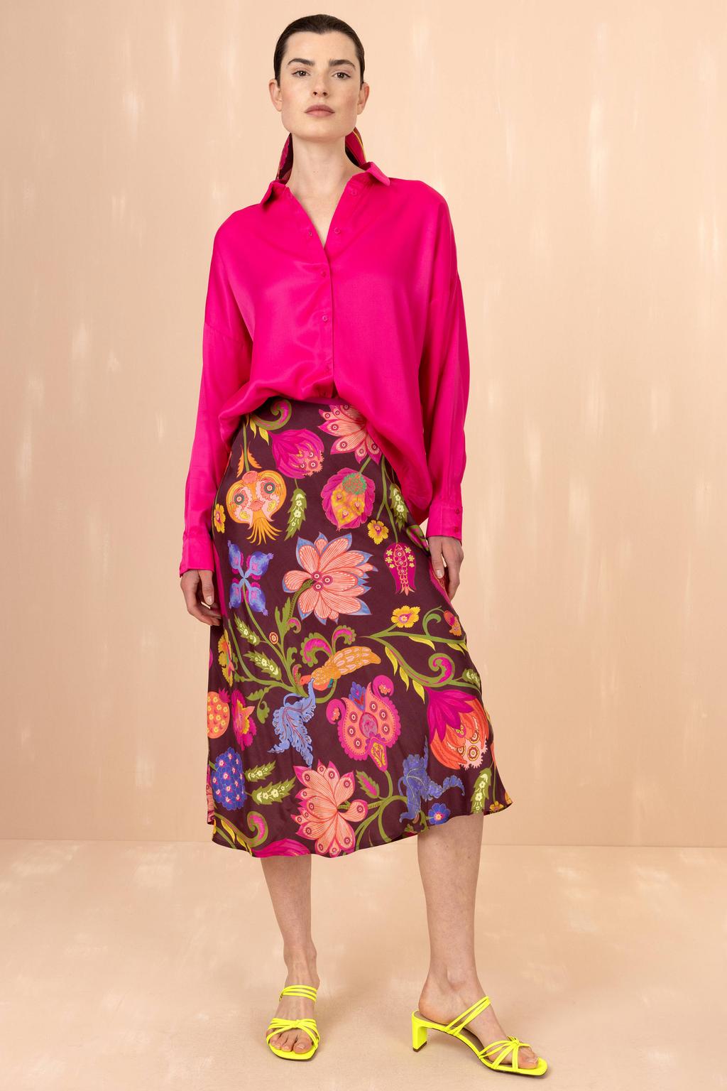 Multikleurige dames Oilily gebloemde A-lijn rok gemaakt van viscose en met blinde ritssluiting