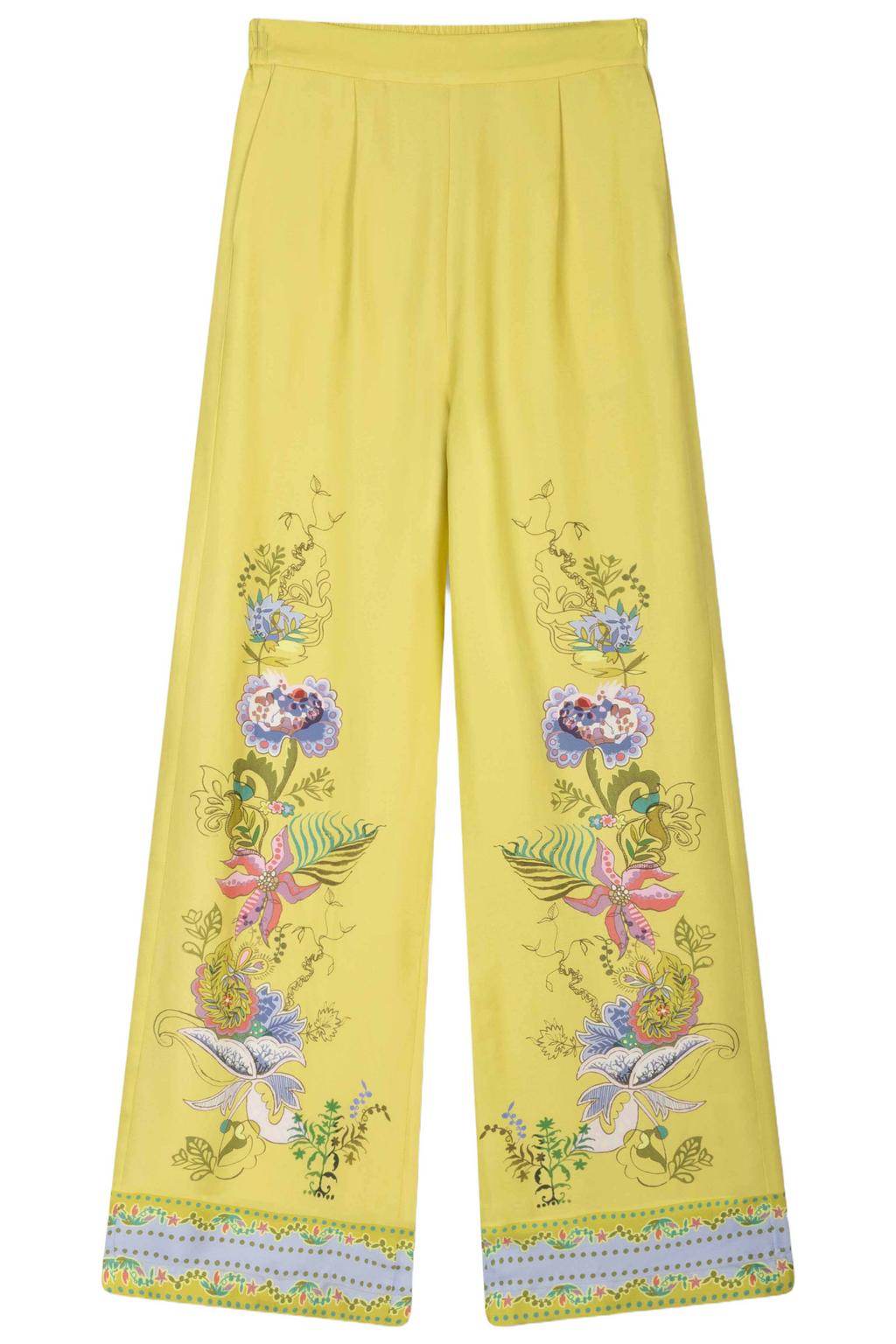 Gele dames Oilily high waist wide leg broek van viscose
