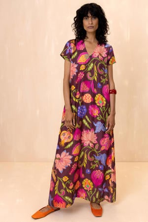 gebloemde maxi jurk multi