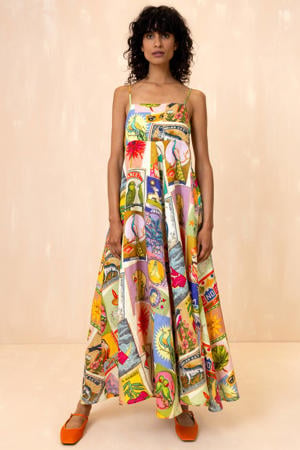 linnen maxi jurk multi