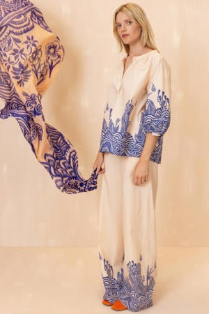 wide leg high waist broek crème