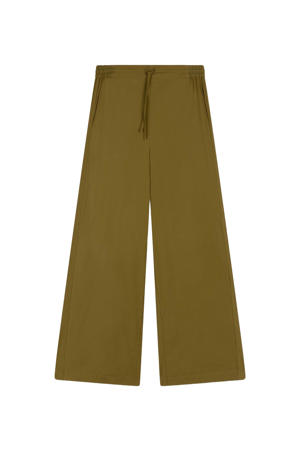wide leg high waist broek olijfgroen