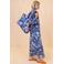 Oilily maxi jurk met bloemenprint blauw met linnen