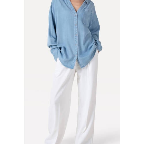 Another-Label wide leg regular waist broek ecru afbeelding