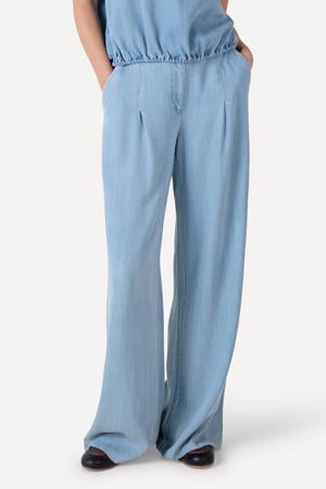 wide leg high waist broek light blue denim