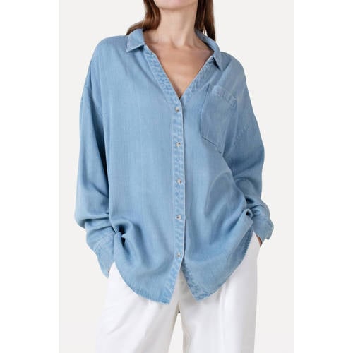 Another-Label blouse light blue denim afbeelding