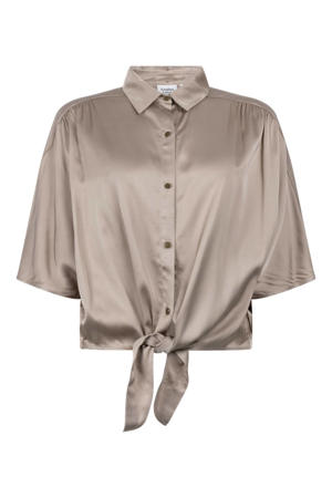 satijnen blouse grijsbruin