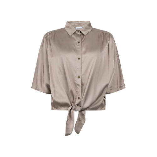 Another-Label satijnen blouse grijsbruin afbeelding