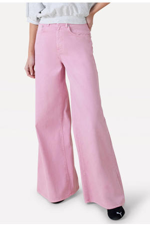 Moore denim wide high waist wide leg jeans lichtroze