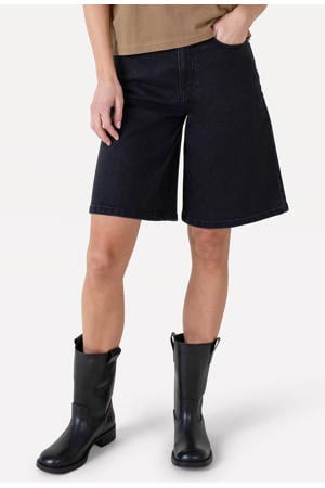 high waist jort black denim