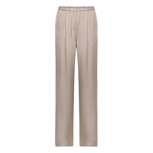 Another-Label satijnen straight regular waist broek grijsbruin afbeelding
