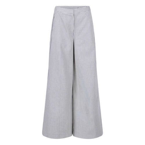 Another-Label wide leg regular waist broek met krijtstreep zwart afbeelding