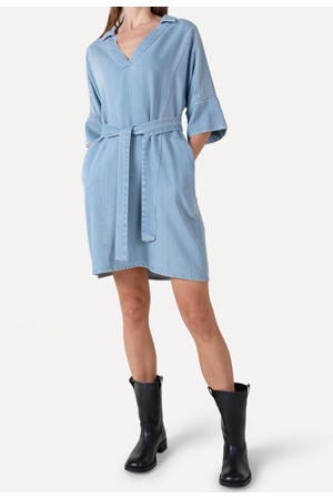 denim jurk met wijde mouwen lichtblauw